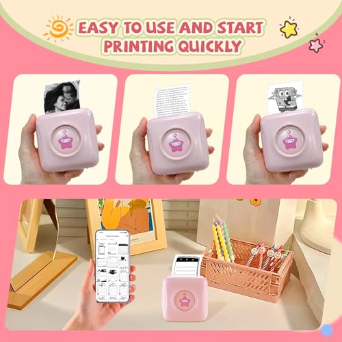 Image of vretti Sticker Printer, TP2-Y Mini Portable Thermal Printer Inkless Sticker | Bluetooth Label Maker Machine Pocket Instant Print for Study Graphics, Anatomical Diagrams, Photos, Students