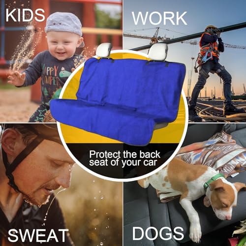 Image of Back Seat Cover for Car Trucks Van SUV Jeep,Waterproof Rear Bench Towel Seat Covers for Dogs and Kids,Automotive Backseat Protector (Blue)