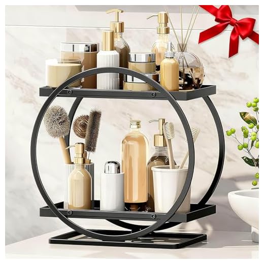 YIWANFW Makeup Organizer and Storage, Black Perfume Organizer for Dresser Bathroom Vanity Organizer Skincare Organizers, 2 Tier