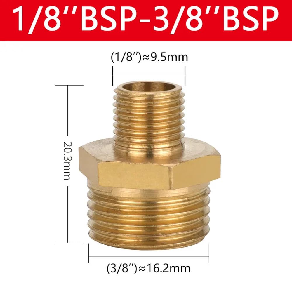 Giunti e connessioni idrauliche, adattatore rapido for raccordo a nipplo esagonale for tubi in ottone 1/8 1/4 3/8 1/2 3/4 1 maschio-maschio for acqua, olio e gas(1l8 to 3l8,10 pcs)