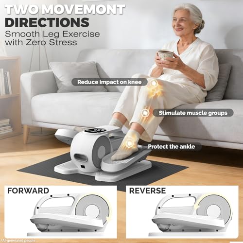 Image of Under Desk Elliptical Machine, 12 Speeds Leg Exerciser as Seen on TV with RF Remote Control for Seniors, Auto & HR Mode Quiet Portable Seated Pedal Exerciser for Home and Office
