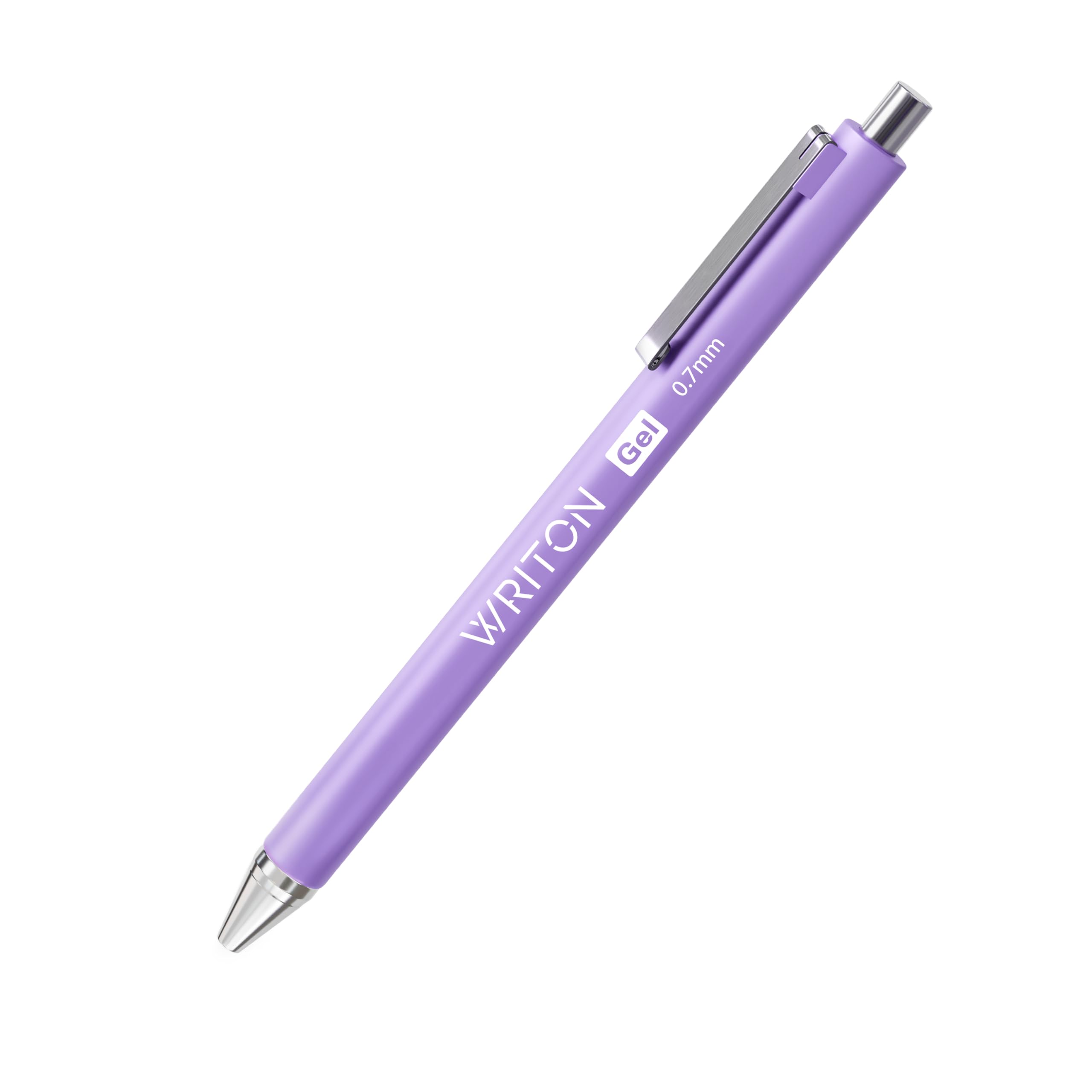 Writon Chowane długopisy żelowe, komfortowa beczka, cienka końcówka 0,7 mm, fioletowy atrament, 12 szt