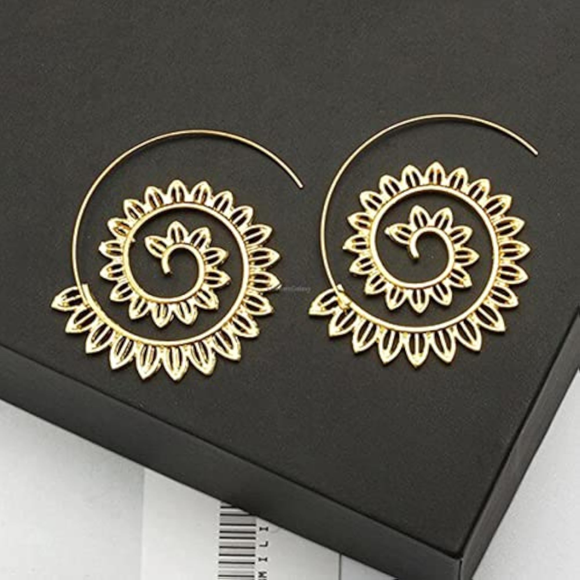 Spiral Plated Circular Drop Earrings