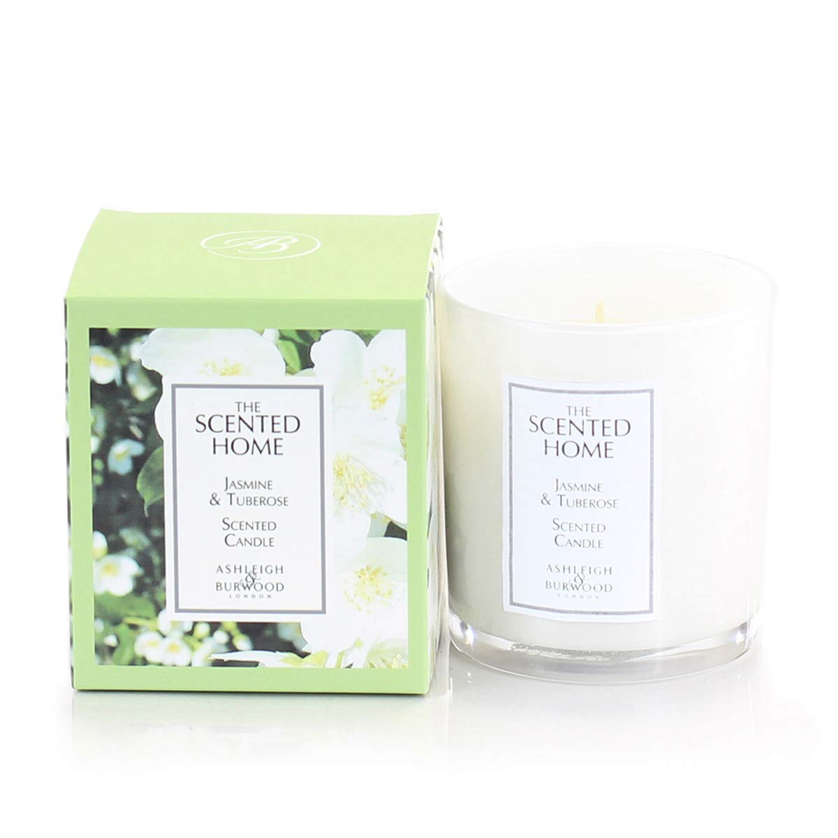 Ashleigh & Burwood White Scented Home Glass Candle-Jasmine & Tuberose