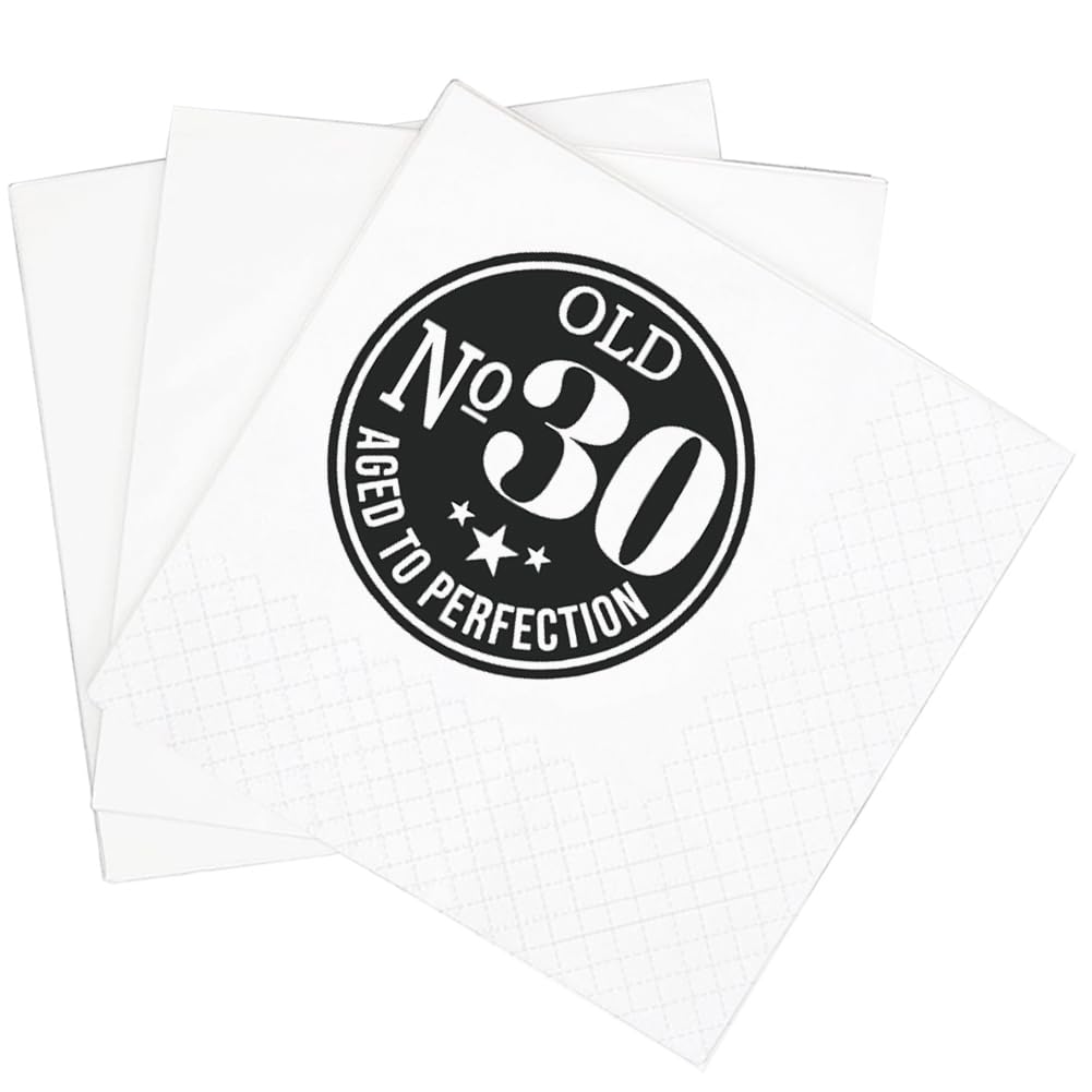 SharkBliss Vintage 1994 30th Birthday Cocktail Napkins, 100 Pack Old Number 30 Aged To Perfection 30th Birthday Disposable Beverage Paper Cocktail Napkins 2-Ply, 5x5" (Old NO. 30)