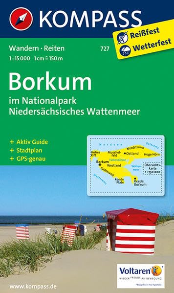 Borkum im Nationalpark Niedersächsisches Wattenmeer: Wanderkarte mit Rad- und Reitwegen und touristischen Hinweisen. GPS genau. 1:15000 (KOMPASS...
