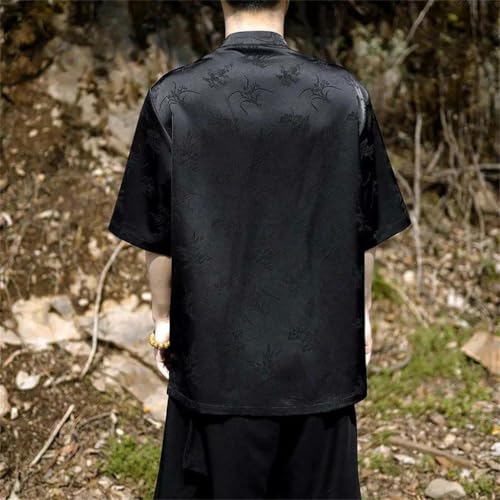 T-shirt style chinois manches courtes pour hommes vêtement été léger ample