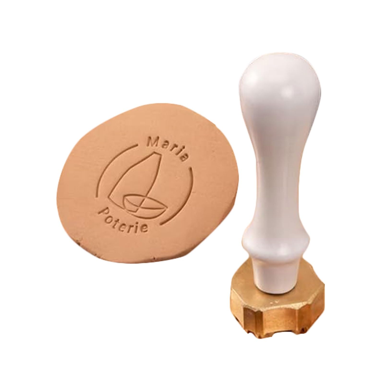 Personalisierter Keramikstempel mit Messingkopf-Tonsignatur for Töpferkekse und Seife Signaturstempel(2.5Inches)