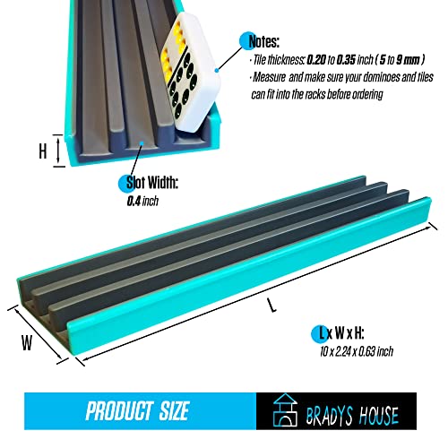Bradys House Two-Color Domino Racks Set Of 4 (Gray/Turquoise), Domino Trays Plastic, Domino Tile Holders For Mexican Train, Chickenfoot And Other Domino Games, Dominoes Not Included #TOP2