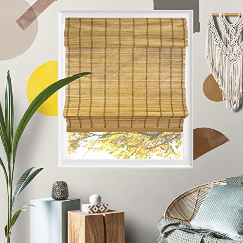 YELLOW BLINDS Bamboo Shades for Windows, Woven Wooden Cordless Bamboo