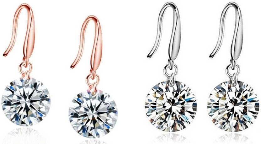 Image of Nilu's Collection Enchanting Light Weight Cubic Zircon Crystal Drop Earrings for Women and Girls, for Daily Use, Office Use