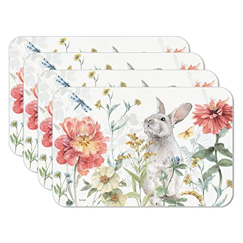 Counterart Spring Meadow Bunny 4 Pack Reversible Easy Care Flexible Plastic Placemat Made In The Usa Bpa Free Easily Wipes Clean #TOP13