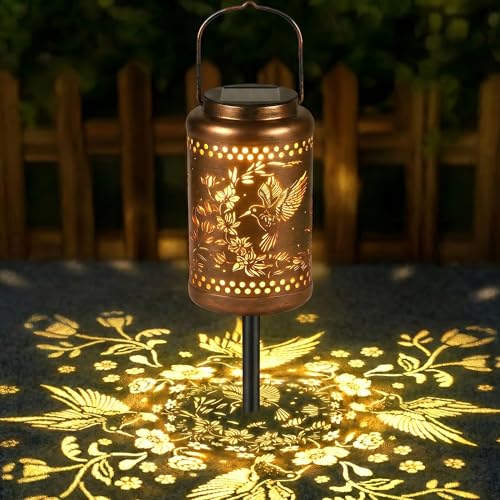Hummingbird Solar Lanterns Outdoor Waterproof Birthday Gifts for Women Mom Grandma Hanging Solar Lantern Garden Decor for Yard Patio Backyard Porch