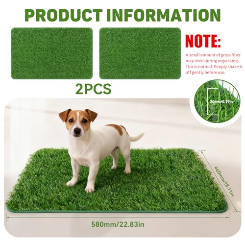 YICH Hundeklo für Zuhause 2 Stück 58.5 x 46 cm Kunstrasen Hundetoilette Wohnung Hundetoilette Balkon Hundeklo Hunde Toilette Welpentoilette Ersatzrasen Training Pee Pads