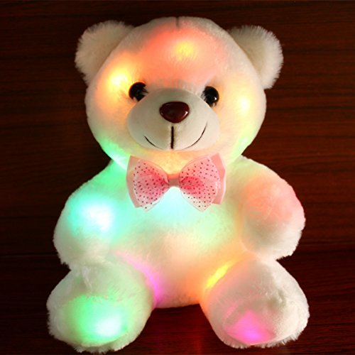 Preisvergleich Produktbild RENNICOCO Glühen-Teddybär mit leuchtenden LED-bunten Nachtlichtern, Kuscheltieren, Geschenken für Kinder zu Ostern, Geburtstag, Halloween-Fest