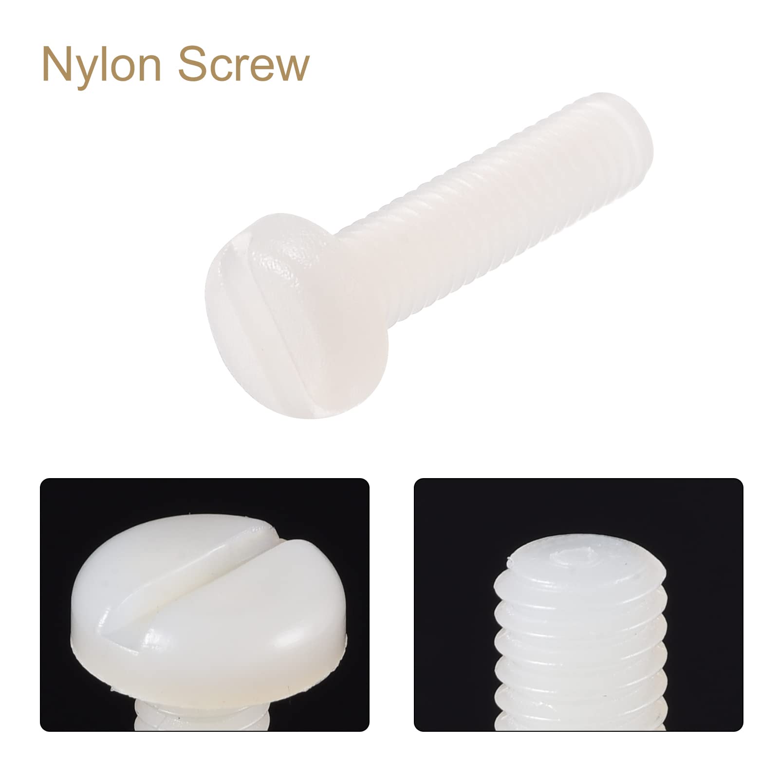 Vis M3 X 25mm En Nylon - Tête Cylindrique Fendue - Lot De 60 Pièces - Uxcell - Neuf