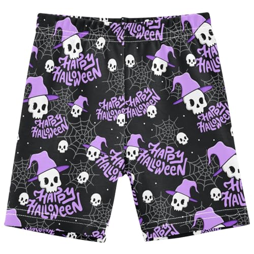 Dallonan Girls Dance Shorts, Toddler Biker Shorts Cartwheel Under Dress Halloween Skull Kids Biking Clothes 4-10Y Multi