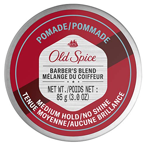 Old Spice Hair Styling Pomade for Men, Medium Hold/No Shine, Barber's Blend Infused with Aloe, 3 Ounce