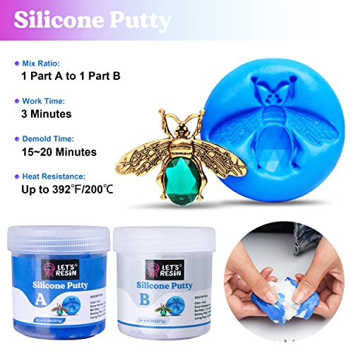 Let'S Resin ALR00030 Silicone Putty,1Lb/40A Silicone Mold Making Kit, Non-Toxic,Strong&Flexible, Easy 1:1 Mixing Ratio For Reusable Silicone Molds thumb #1