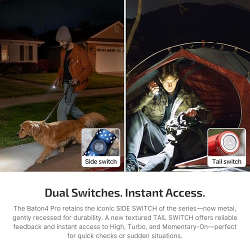 Image of OLIGHT Baton4 Pro EDC Flashlight Rechargeable, 1600 Lumens Small Pocket LED Light with Tactical Switch and Magnetic & USB C Dual Charging for Home Use, Camping and Emergency (Stars&Stripes Edition)