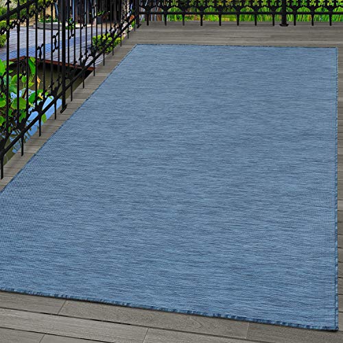 Carpetsale24 Alfombra de Sisal Alfombra de Tejido Plano para Interior y Exterior Azul, tamaño:140x200 cm