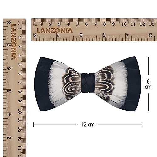 Image of Feather Bow Ties for Men Original Luxury Elegant Wedding Bow Tie Pre-Tied Handmade Mens Bowties for Tuxedo