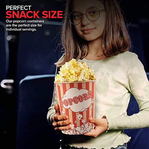Image of Stock Your Home 32 Oz Kraft Popcorn Buckets (25 Count) - Greaseproof Vintage Style Disposable Popcorn Containers for Movie Theaters, Amusement Parks, Concession Stands & Themed Parties