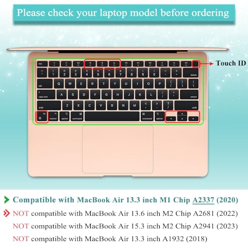 Masibloom Silicone Keyboard Cover Skin For Macbook Air 13.3 Inch A2337 M1 Released In Nov. 2020 Touch Id & Retina Display Us Layout Ultra Thin Protector Cover Skin Not Fit For 2023 Air 13.6 Inch M2 A2681 thumb #1
