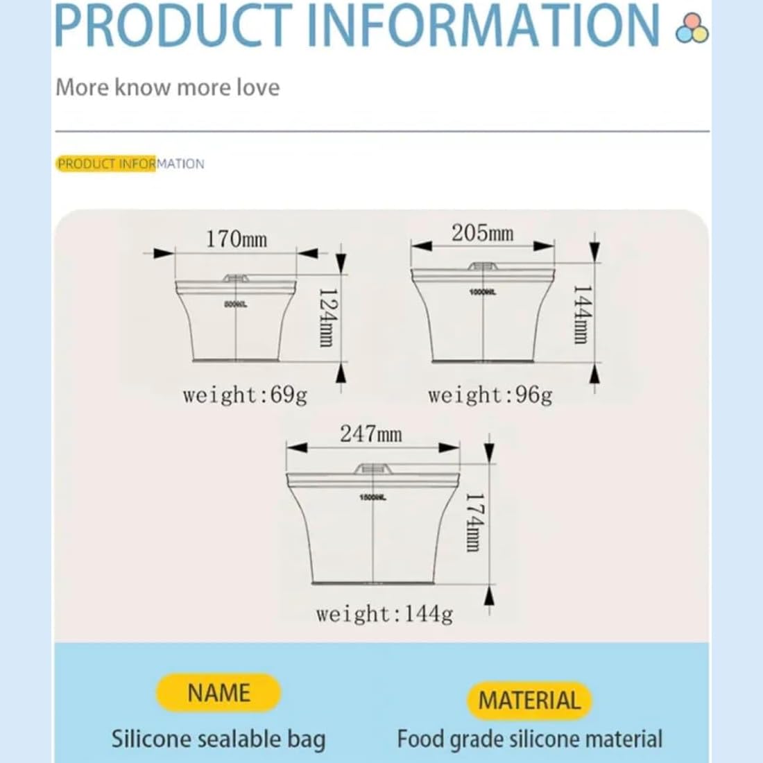 Bolsas de Silicona Reutilizables para Alimentos (500/1000/1500 ml), Bolsas Herméticas Antifugas para Congelador y Microondas, Conservación de Comida (0.5L+0.1L+0.15L-A)
