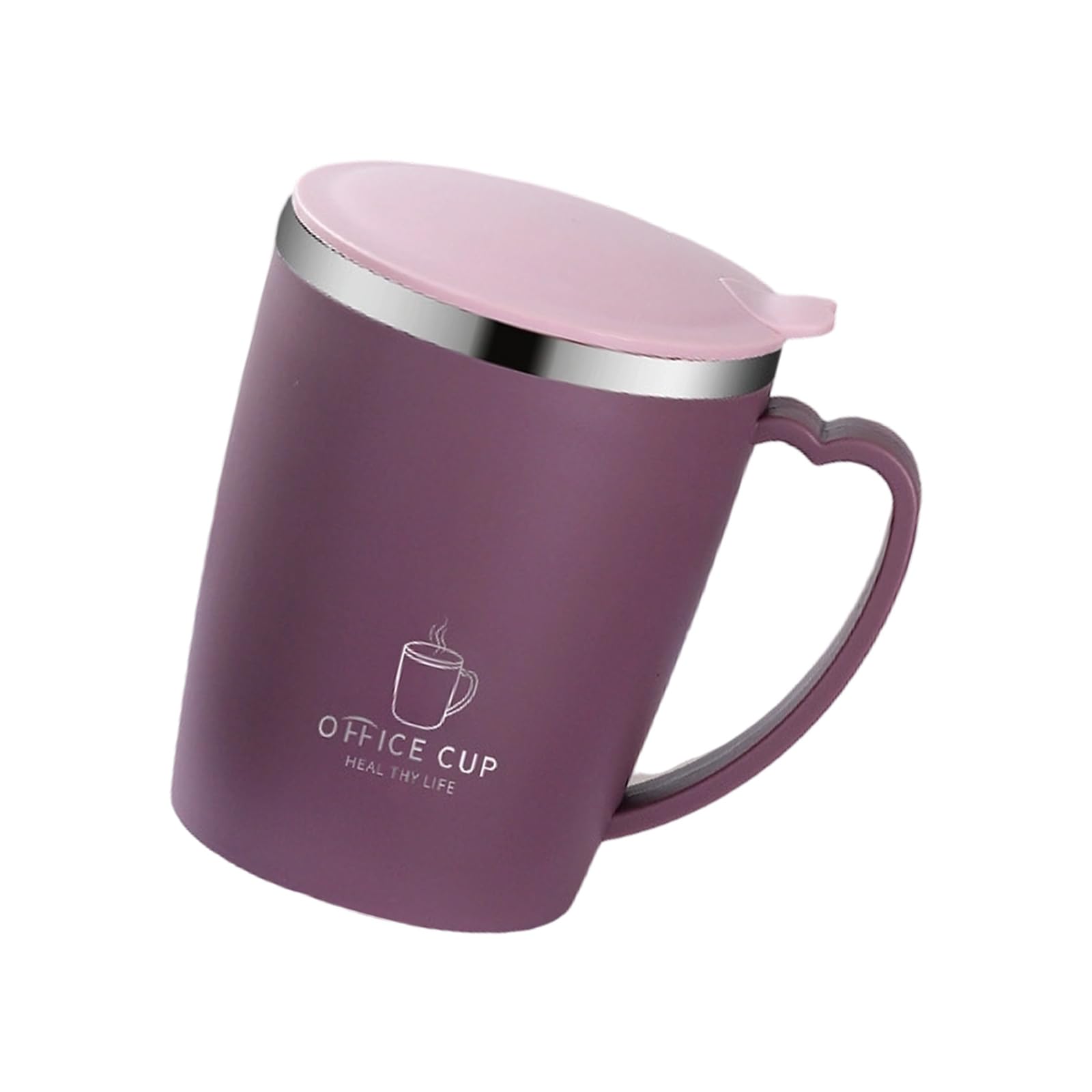 Nucelit Modern Insulated Drinking Cup with Cover Handlle Mug Temperature Retention Hot Cold Beverage Container Stainless Coffee Cup with Cover