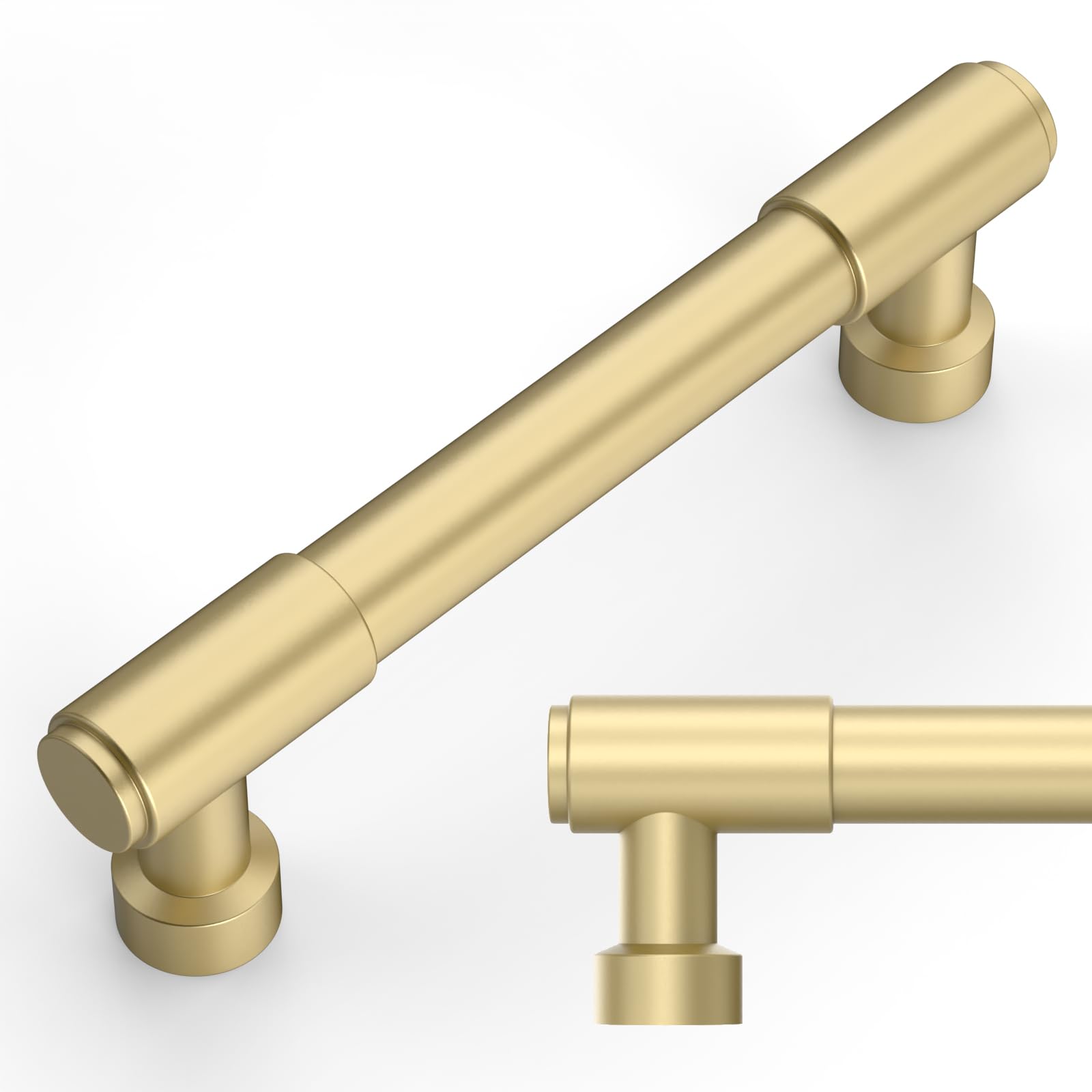 Amerdeco 10 Pack Brushed Gold Cabinet Pulls 3.75 Inch(96mm) Hole Center Drawer Pulls Cabinet Hardware Kitchen Cabinet Handles for Bathroom ZH0075