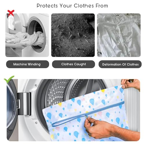 Image of Mesh Laundry Bags for Washing Machine Zippered Delicates Washing Bag for Clothes, Underwear, Jackets, Sweaters, Socks Reusable Protective Mesh Wash Bag