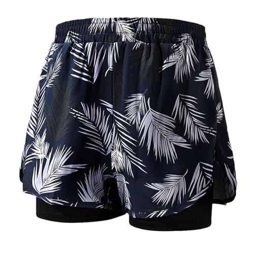Image of Cambkatl 2 in 1 Men's Athletic Swim Trunks Quick Dry Board Shorts Elastic Waist Beach Swimwear with Compression Liner