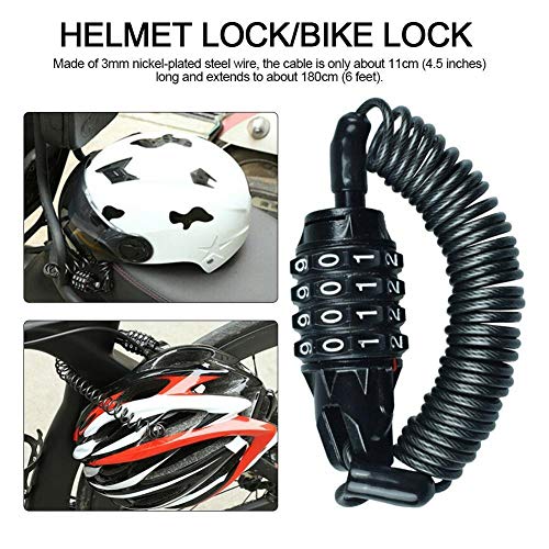 Antivol de vélo à code à 4 chiffres avec câble télescopique pour VTT et moto - 5