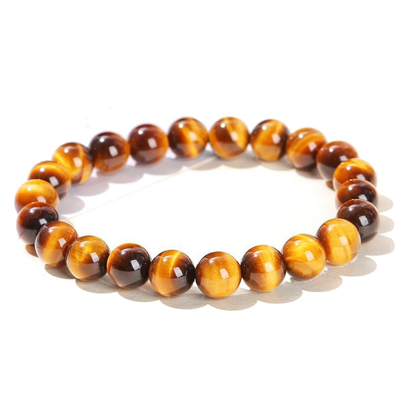 Tigers Eye Protection Handmade Bracelet For Men Women Attract Wealth Chakra Feng Shui Stretchy Beaded Bracelets Lucky Friendship Bracelet (Tiger's