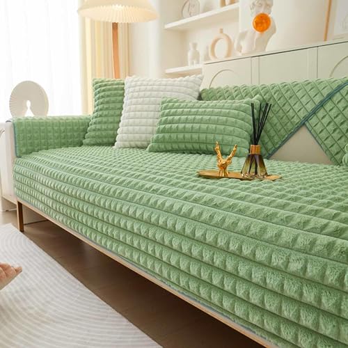 Funda acolchada antideslizante para sofá de 1/2/3/4 plazas, fundas de algodón para sofá reclinable, fundas de cojín universales para sofá, verde, A-90 x 90 cm