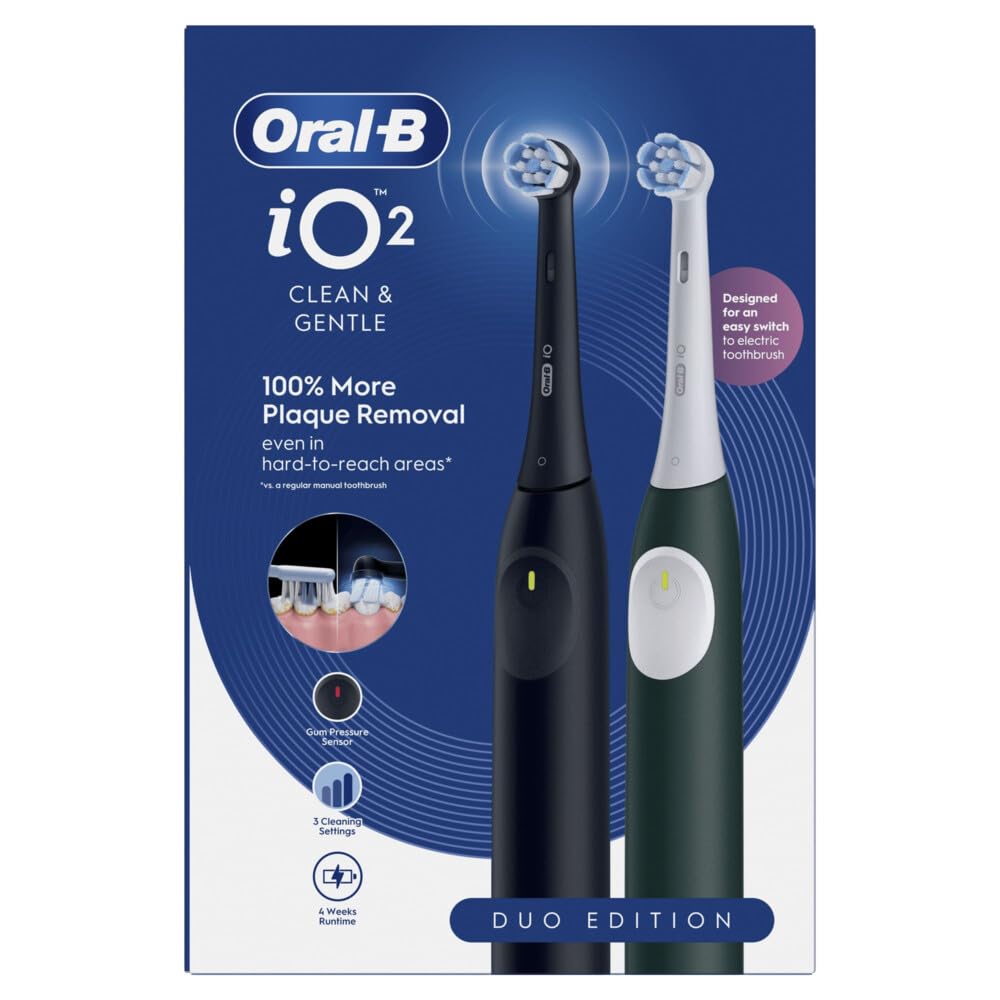 Oral-B Cepillo de dientes eléctrico iO Series 2, paquete doble, cepillo eléctrico, incluye 2 cabezales de cepillo, 3 modos de cepillado para el cuidado dental, bien probado (2,2) de Stiftung
