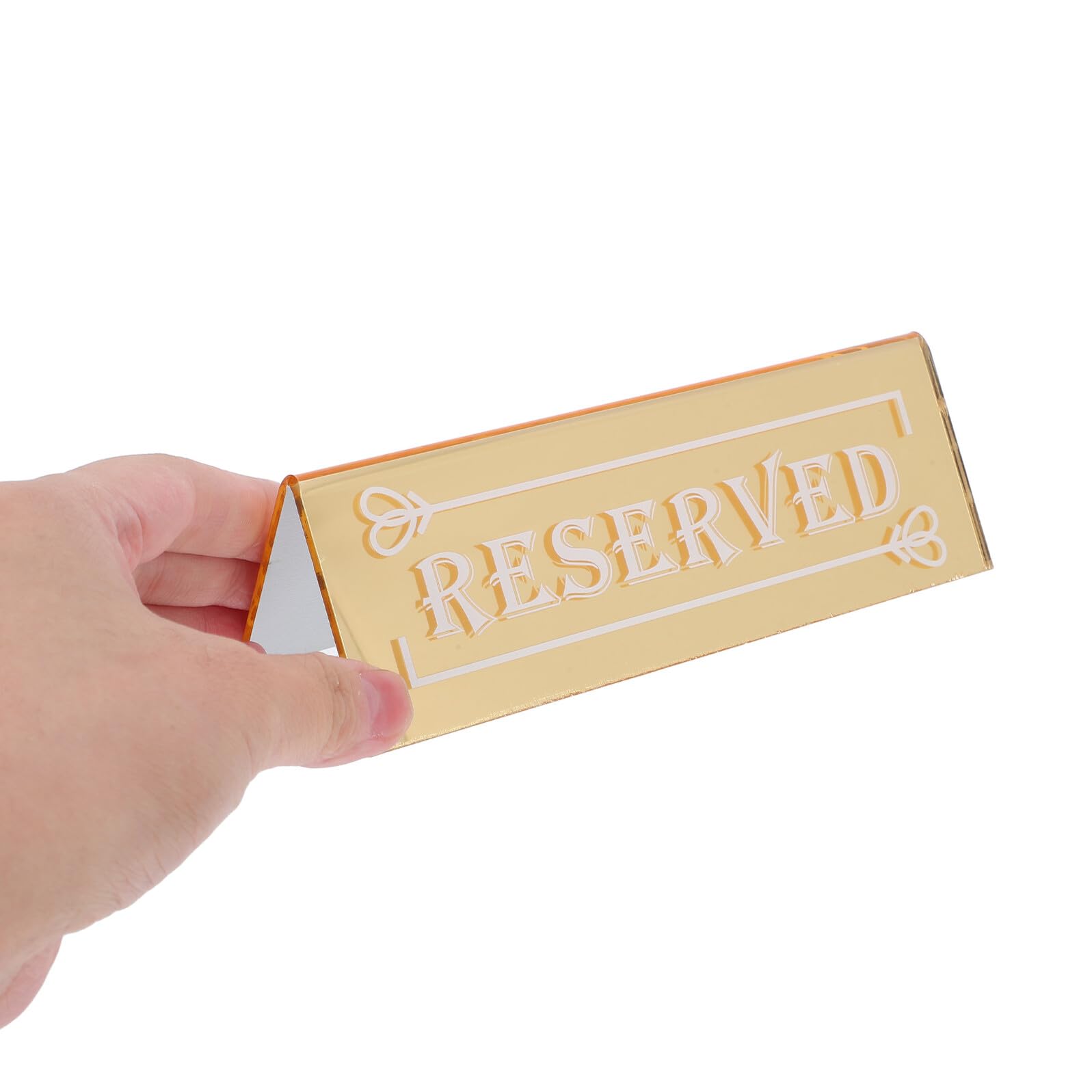 6 Letreros Acrílicos de Mesa Reservada Dorados, Doble Cara, Tamaño Estándar, para Bodas, Restaurantes y Eventos, Señales de Asientos Reservados, Paquete de 6 Unidades
