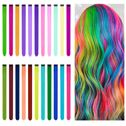 16 extension con clip per capelli, colori, ciocche colorate per capelli lisci e lunghi sintetici
