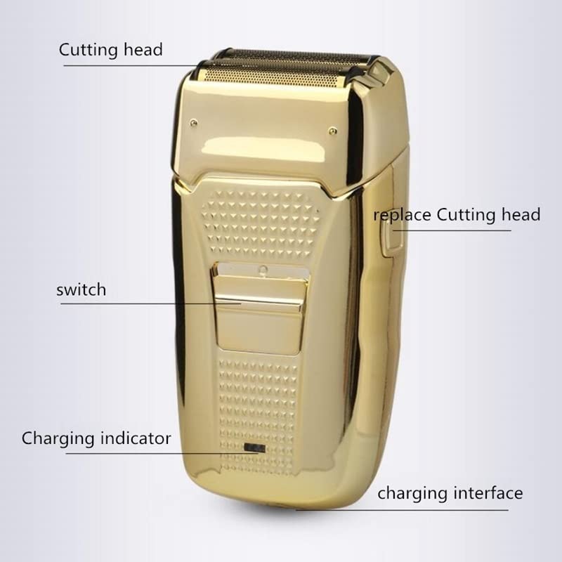 Men's Shaver, Electric Shaver Hair Cleaning Razor Beard Foil Shaving Machine Finishing Tool For Men (Color : Gold)
