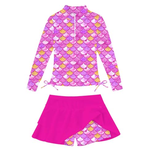 Image of Vogseek 3-12T Girls Swimsuit Long Sleeve Rashguard Bathing Suits Swim Set