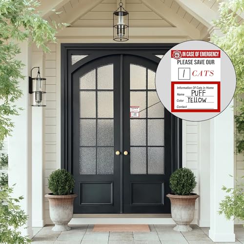 Image of Emergency Pet Rescue Stickers - in Case of Emergency Save My Cat - Fire Safety Alert Window Decals for Home or Car - 4 Pack - Weatherproof Durable Vinyl