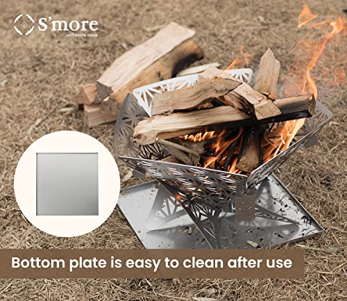 S'more Portable Assembled Camping Fire Pit,Outdoor Wood Burning Fire Pit,Small Bonfire Pit Steel Firepit Bowl For Patio Backyard Garden Fireplace For Outdoor Heating,Beach Parties,Picnic-M Size #TOP5