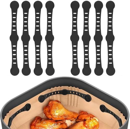 Magnete für Airfryer Backpapier Zubehör für Heißluftfritteuse, 8 Stück Magnetisch Silikon Baking Paper Befestigungsschnalle, Magnetische Silikonschnallen für Ninja COSORI PHLIPS Pa