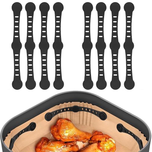 Air Fryer Silicone Magnet Clips AirFryer Magnets for Paper Liners 8 PCS Heat-Resistant Safety Buckle Reusable Accessories for Ninja COSORI Phlips Panasonic Prevent Paper Burning & Food Covering