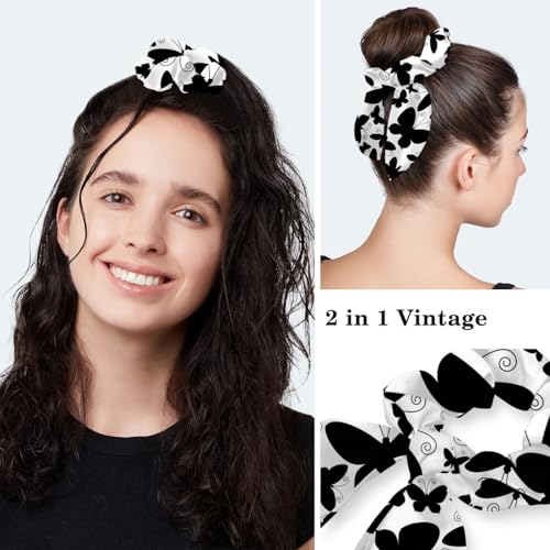Image of Colored Butterflies Scrub Caps Women Ponytail, Adjustable Bouffant Surgical Caps with Button, Nurse Hats Long Hair