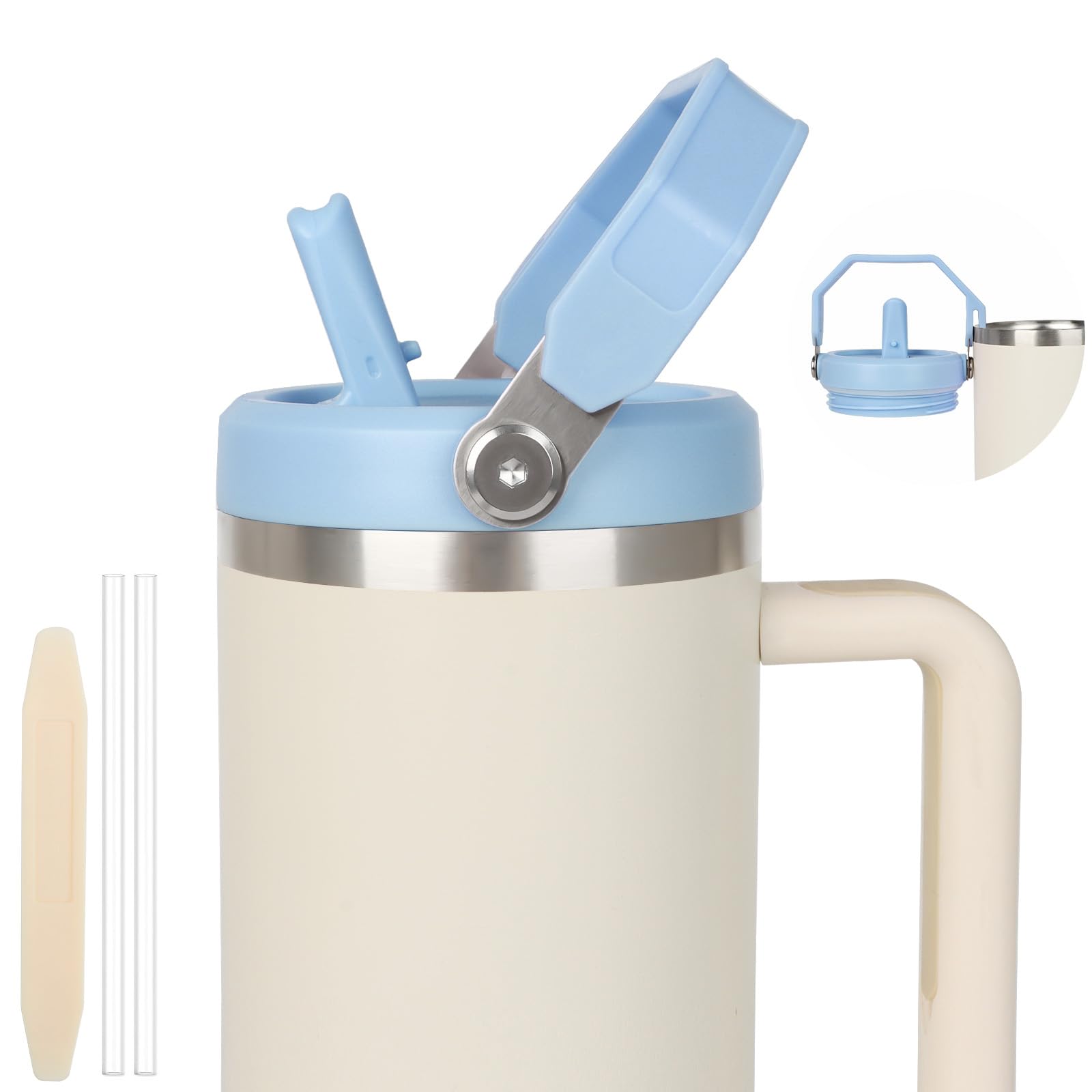 Amazon.com | 40oz Lid for Stanley Cup, Flip Straw Leak Proof Lids