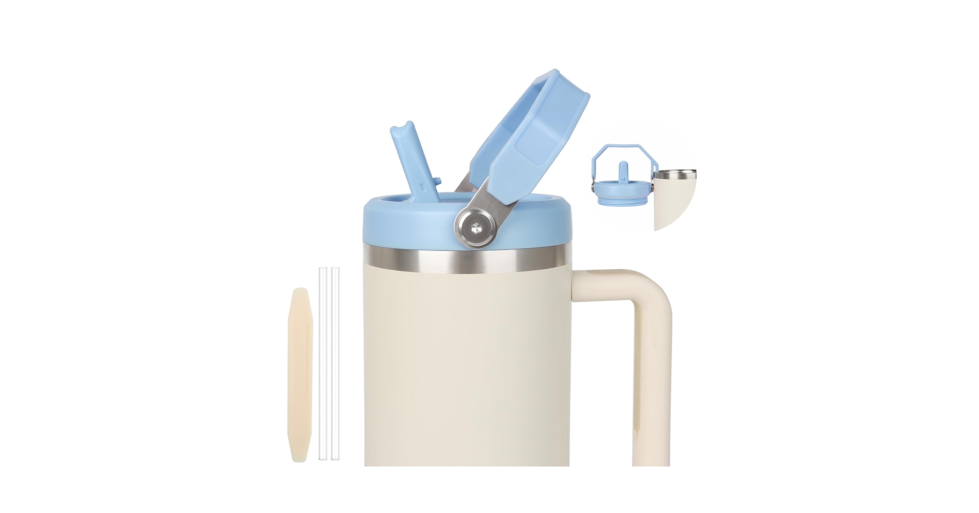 Aazon.co | 2 Pack 40 Oz Tubler Flip Straw Lid Replaceent Fit For Stanley Quencher, Spill