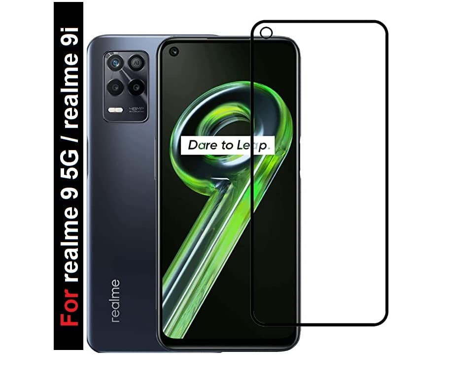 Image of Screen Protector for realme 9 5G (Black) Tempered Glass Edge-to-Edge 6D Screen Guard With Installation Kit