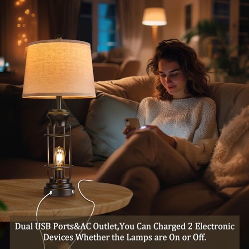 Tablelampsetof2withusbports293tallfarmhousetablelampwith2nightlightbulbstouchcontroltablelampsforbedroomrusticbedsidelampforendtablesbulbsincludedblack Urban Country Home Decor Table lamp set of 2 with usb ports 293 tall farmhouse table lamp with 2 nightlight bulbstouch control table lamps for bedroom rustic bedside lamp for end tablesbulbs includedblack urban country home decor